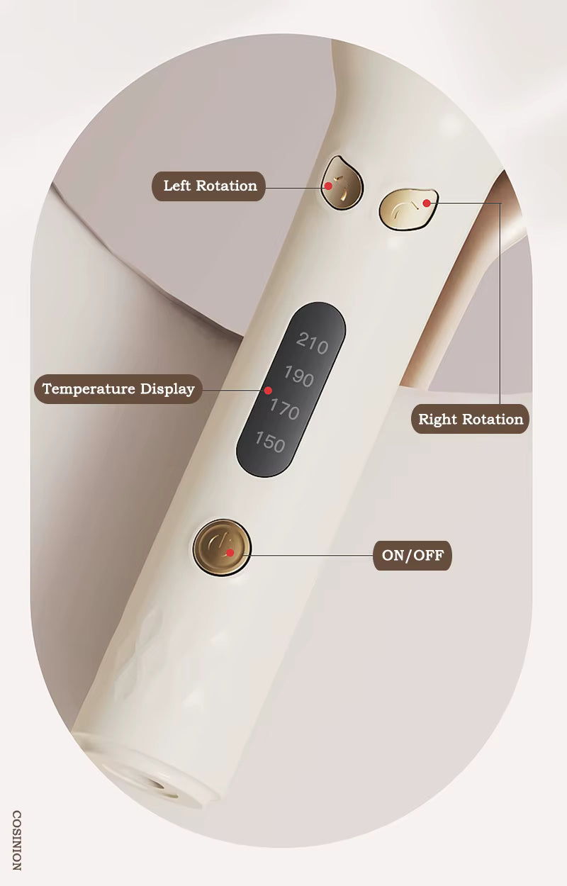 Fer à boucler automatique 28 mm à ions négatifs, électrique, en céramique, rotatif, anti-emmêlement, pour boucles et ondulations.