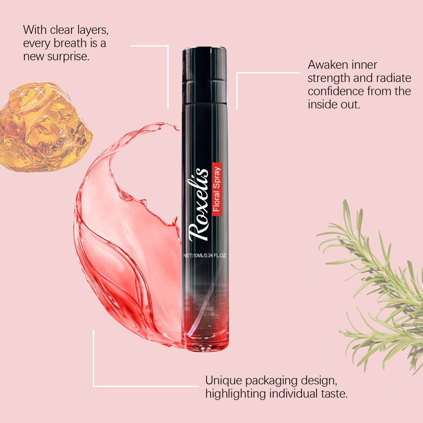 Roxelis, pour homme, parfum de Charme durable, Spray Naturel Frais,Tempérament Ambré et léger, Parfum élégant