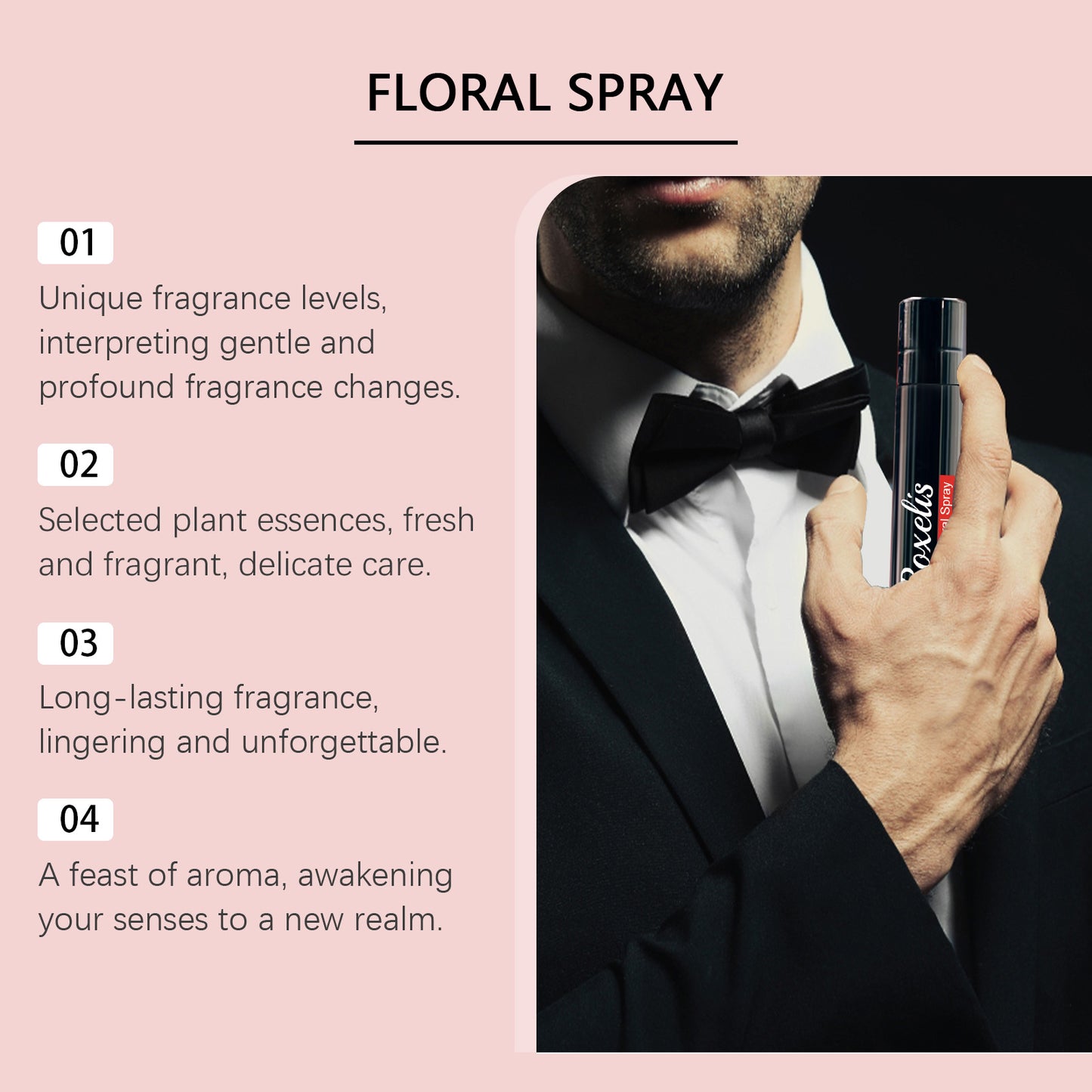 Roxelis, pour homme, parfum de Charme durable, Spray Naturel Frais,Tempérament Ambré et léger, Parfum élégant