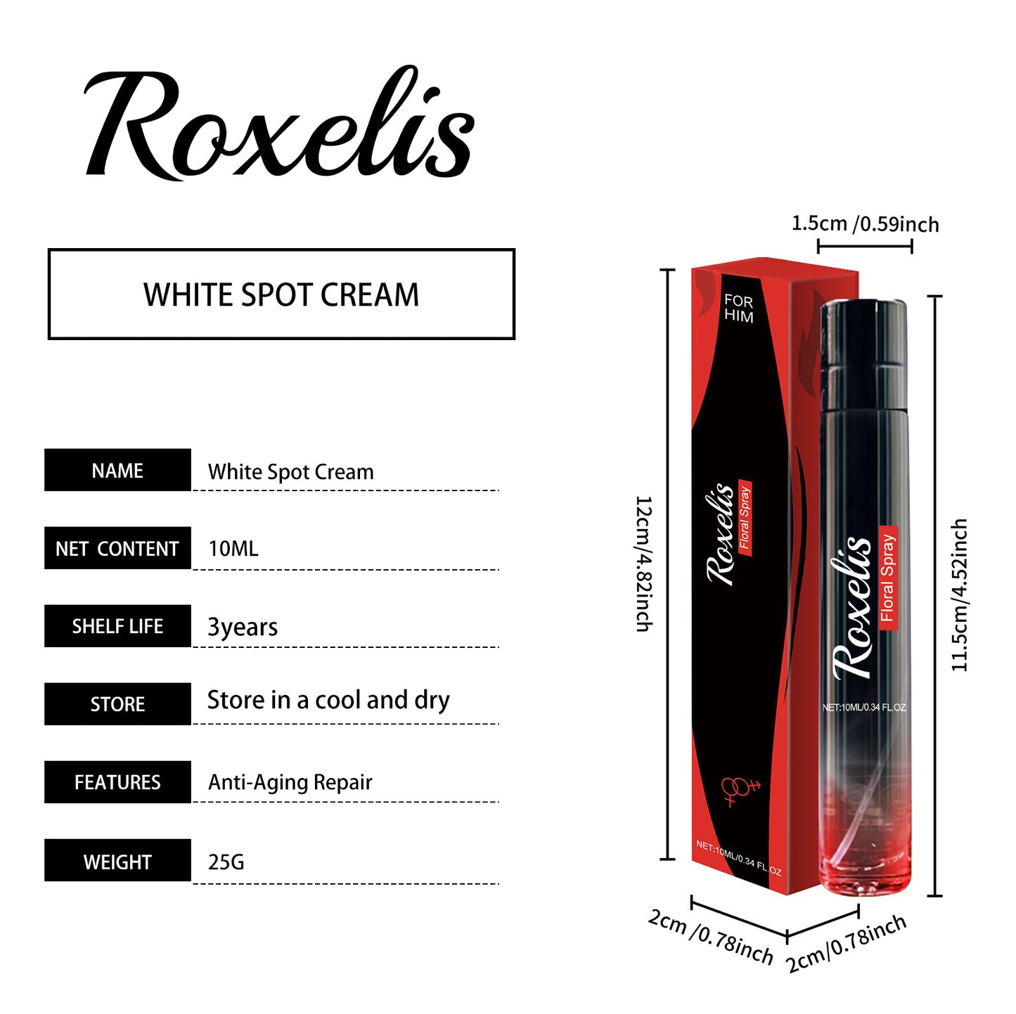 Roxelis, pour homme, parfum de Charme durable, Spray Naturel Frais,Tempérament Ambré et léger, Parfum élégant
