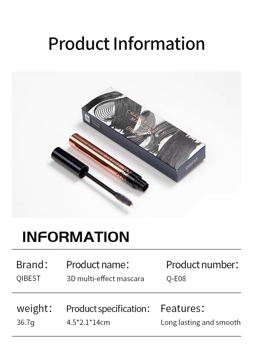 QIBEST Maquillage Mascara Noir 4D Mascara Épais Recourbant 4D Volume Cils Maquillage Mascara Allongant Waterproof Yeux Cosmétiques