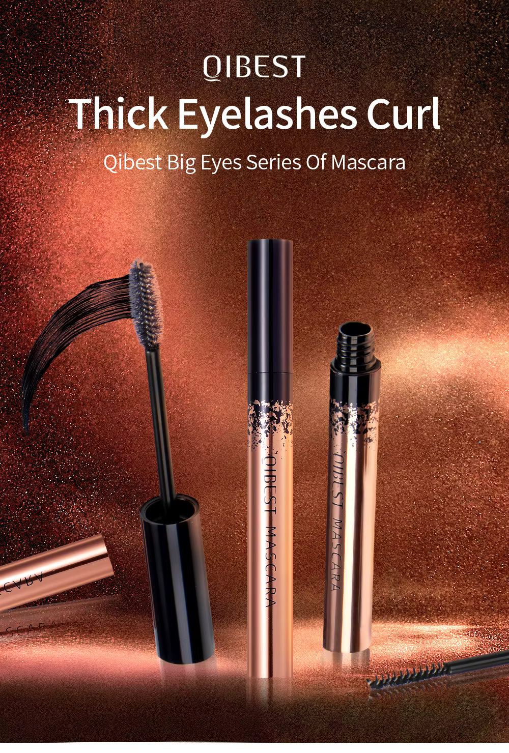 QIBEST Maquillage Mascara Noir 4D Mascara Épais Recourbant 4D Volume Cils Maquillage Mascara Allongant Waterproof Yeux Cosmétiques