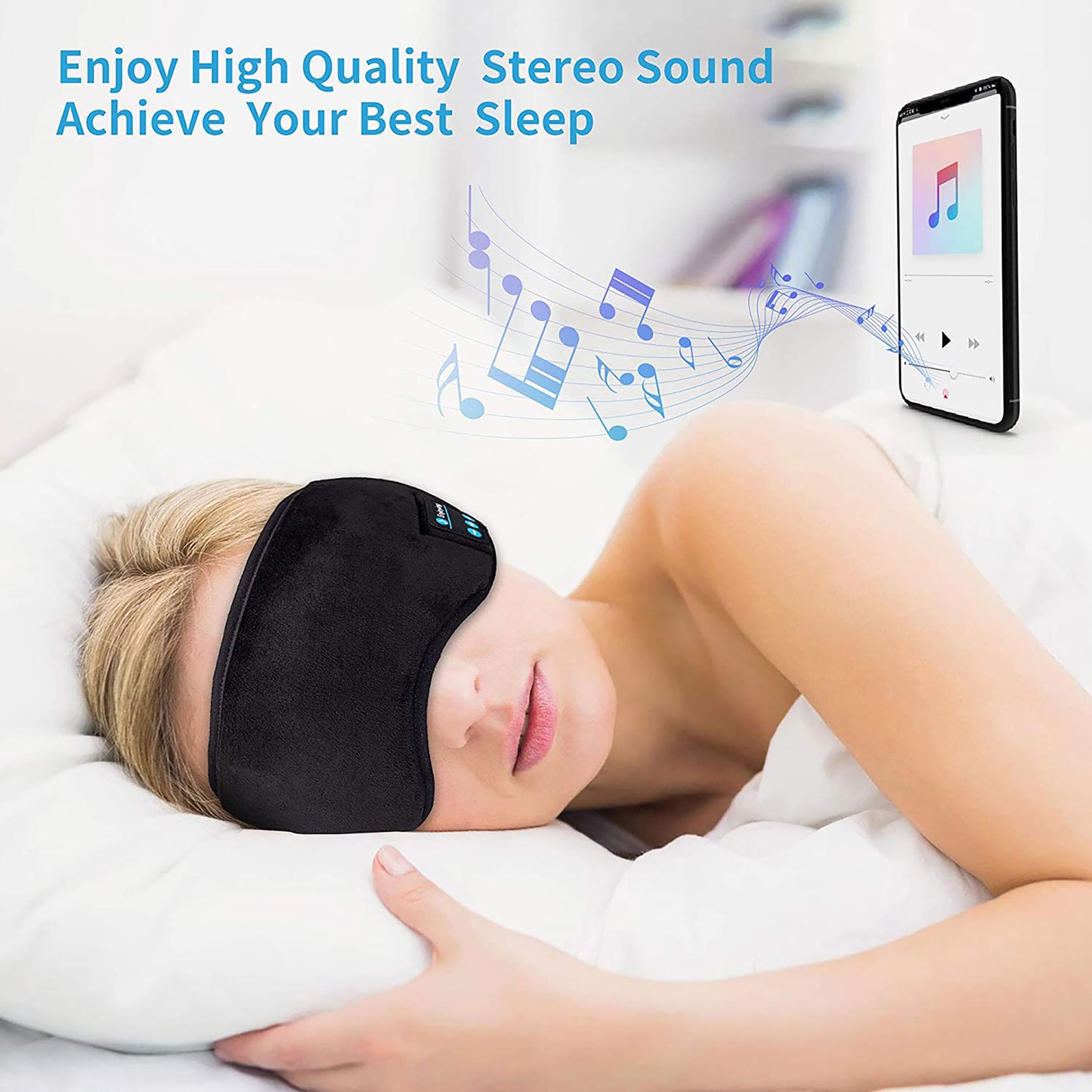 Casque de sommeil Bluetooth 3D transfrontalier avec casque audio intelligent sans fil pour appels musicaux et anti-artefacts, respirant et protecteur d'ombres pour le sommeil