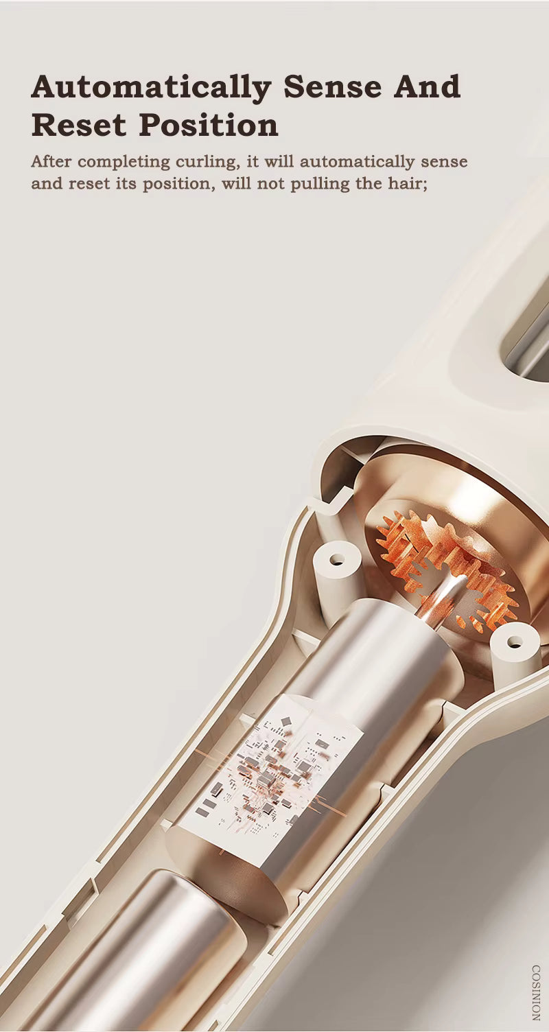 Fer à boucler automatique 28 mm à ions négatifs, électrique, en céramique, rotatif, anti-emmêlement, pour boucles et ondulations.