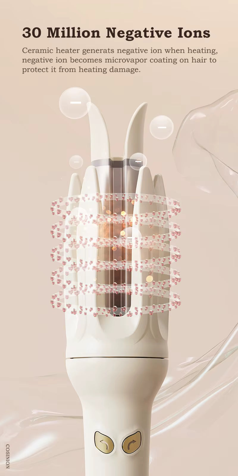 Fer à boucler automatique 28 mm à ions négatifs, électrique, en céramique, rotatif, anti-emmêlement, pour boucles et ondulations.