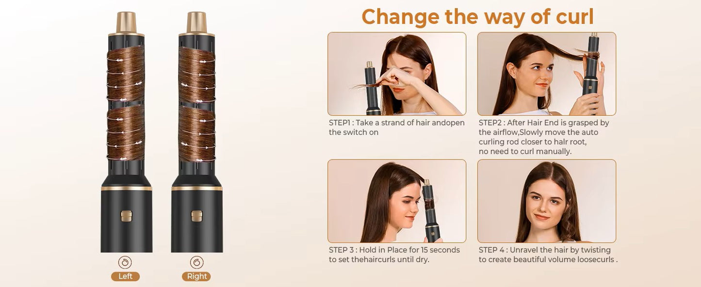 Brosse / sèche cheveux électrique 5 en 1 : sèche-cheveux, lisseur, fer à boucler, technologie à ions négatifs, outil de coiffage multifonctionnel