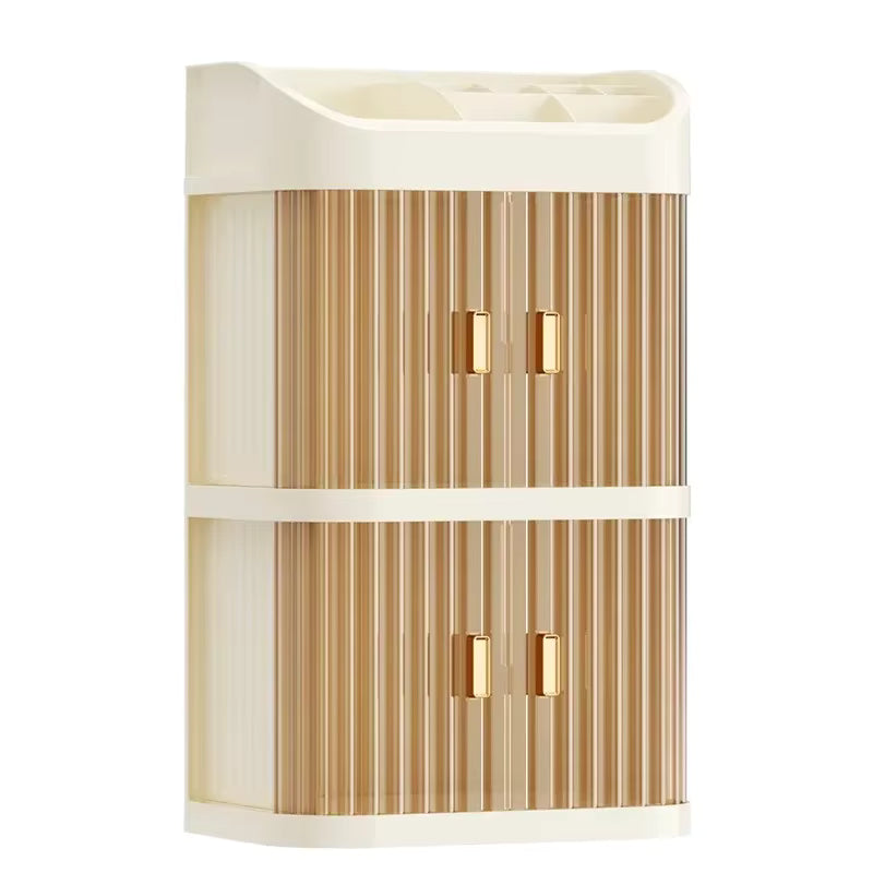 Boîte de rangement pour maquillage, organisateur de cosmétiques anti-poussière, boîte de rangement pour bijoux, vernis à ongles et maquillage, organisateur de maquillage de bureau.