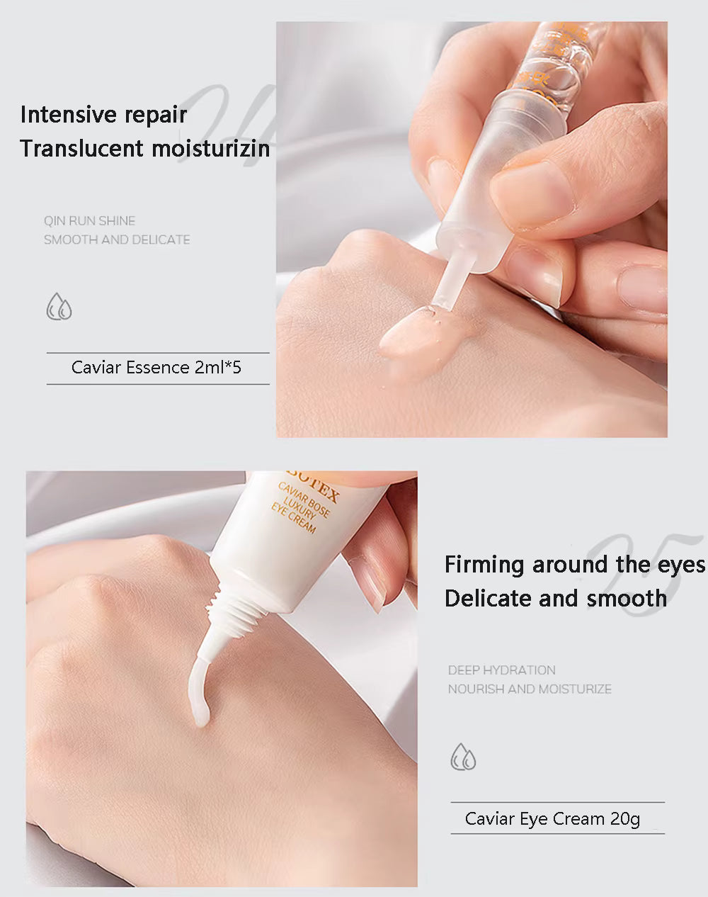 Coffret de 15 produits de soins du visage à l'extrait de caviar : hydratant, blanchissant, anti-âge. Kit de cosmétiques coréens pour la beauté et la santé de la peau.