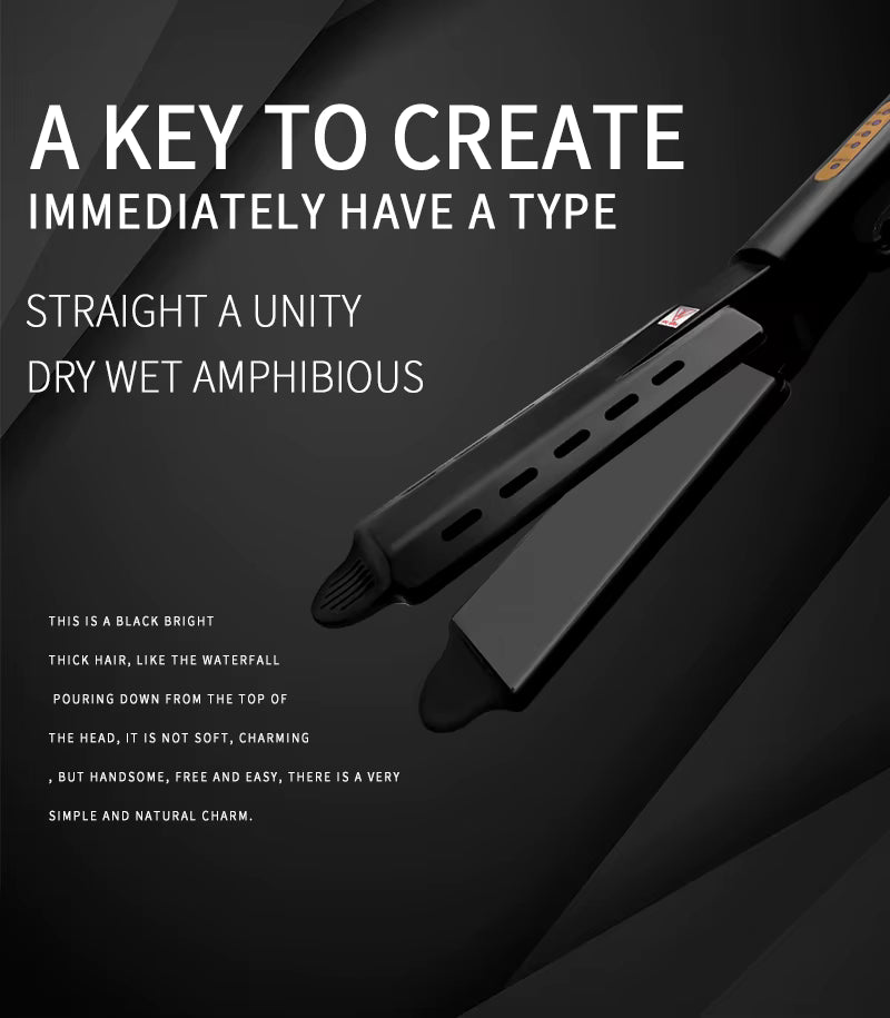 Lisseur à cheveux avec réglage de la température à quatre niveaux, plaques en céramique tourmaline ionique, plaques larges.